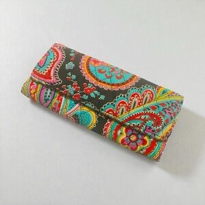 Vera Bradley Cotton Wallet Multicolor Paisley Floral Print, Multiple Card Slots